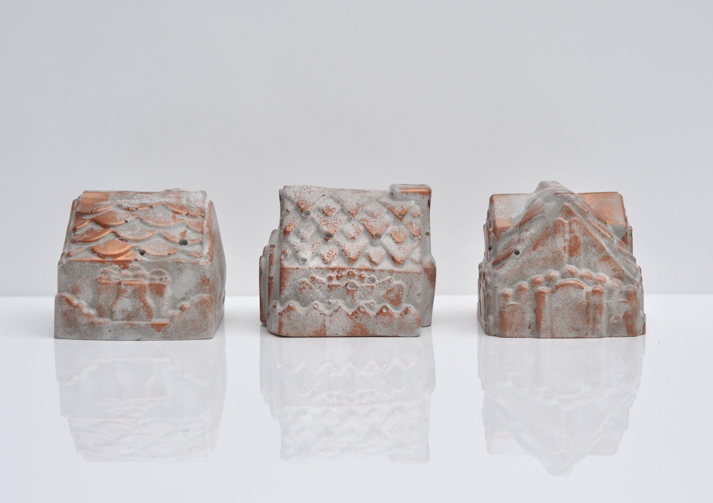 Handmade Concrete House Sculpture: Painted Paperweight Ornaments