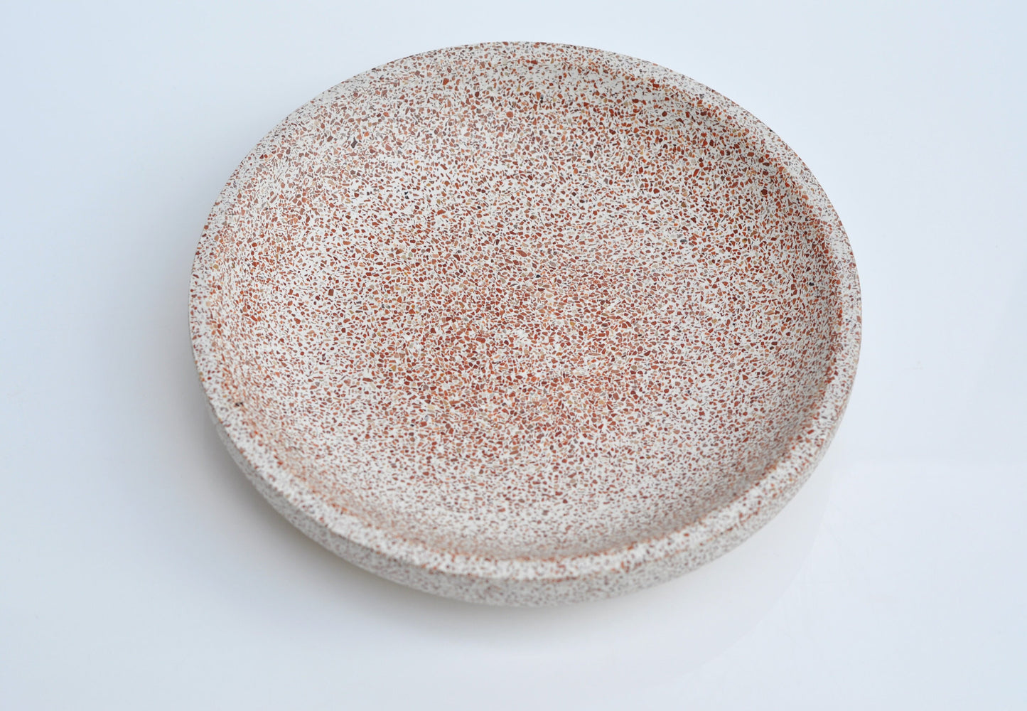 Concrete Terrazzo Bowl: Handmade Shallow Heavy Modern Jewelry Dish, Home Decor