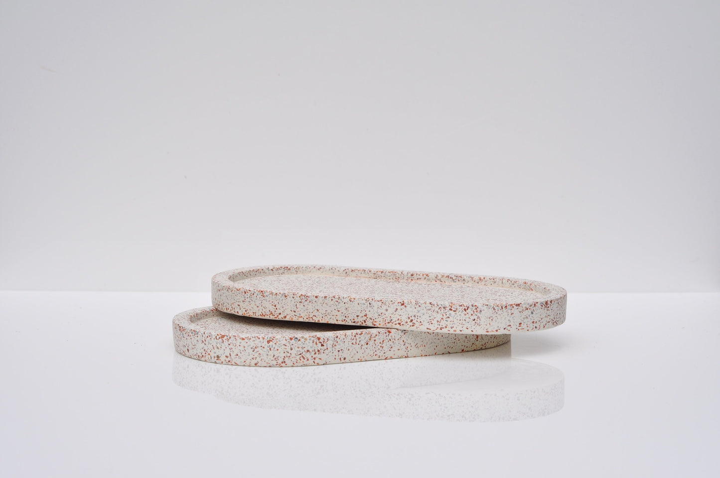 Concrete Terrazzo Tray: Handmade Oval Decorative Candle Tray