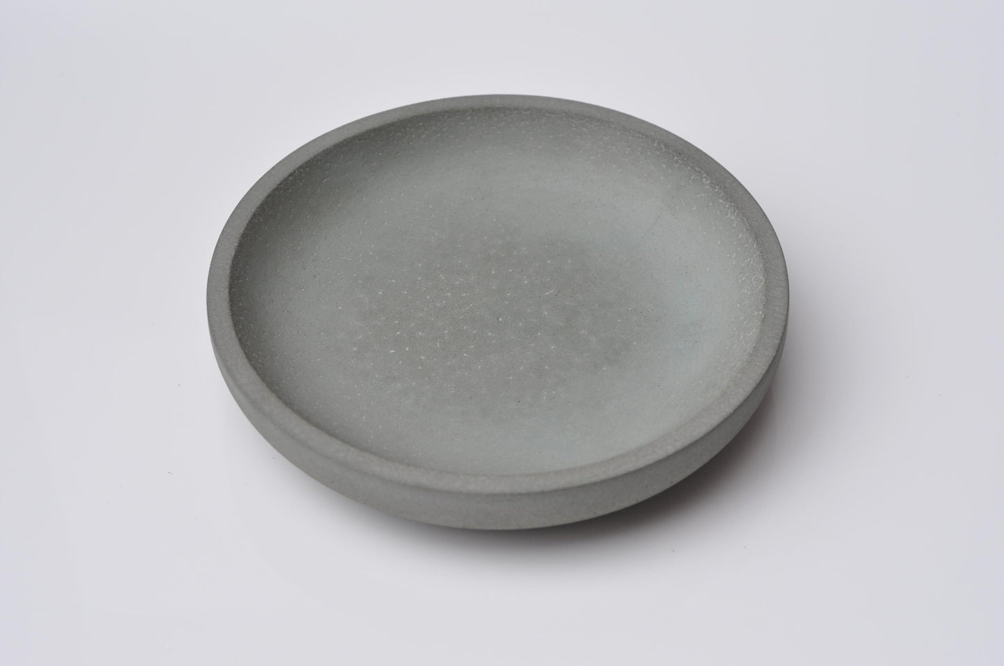 Shallow Concrete Bowl: Steel Grey Handmade Heavy Key Bowl