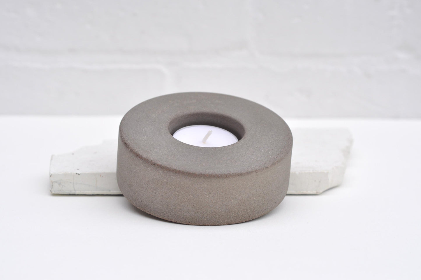 Concrete Tealight Holder: Handmade Brutalist Desk Ornament