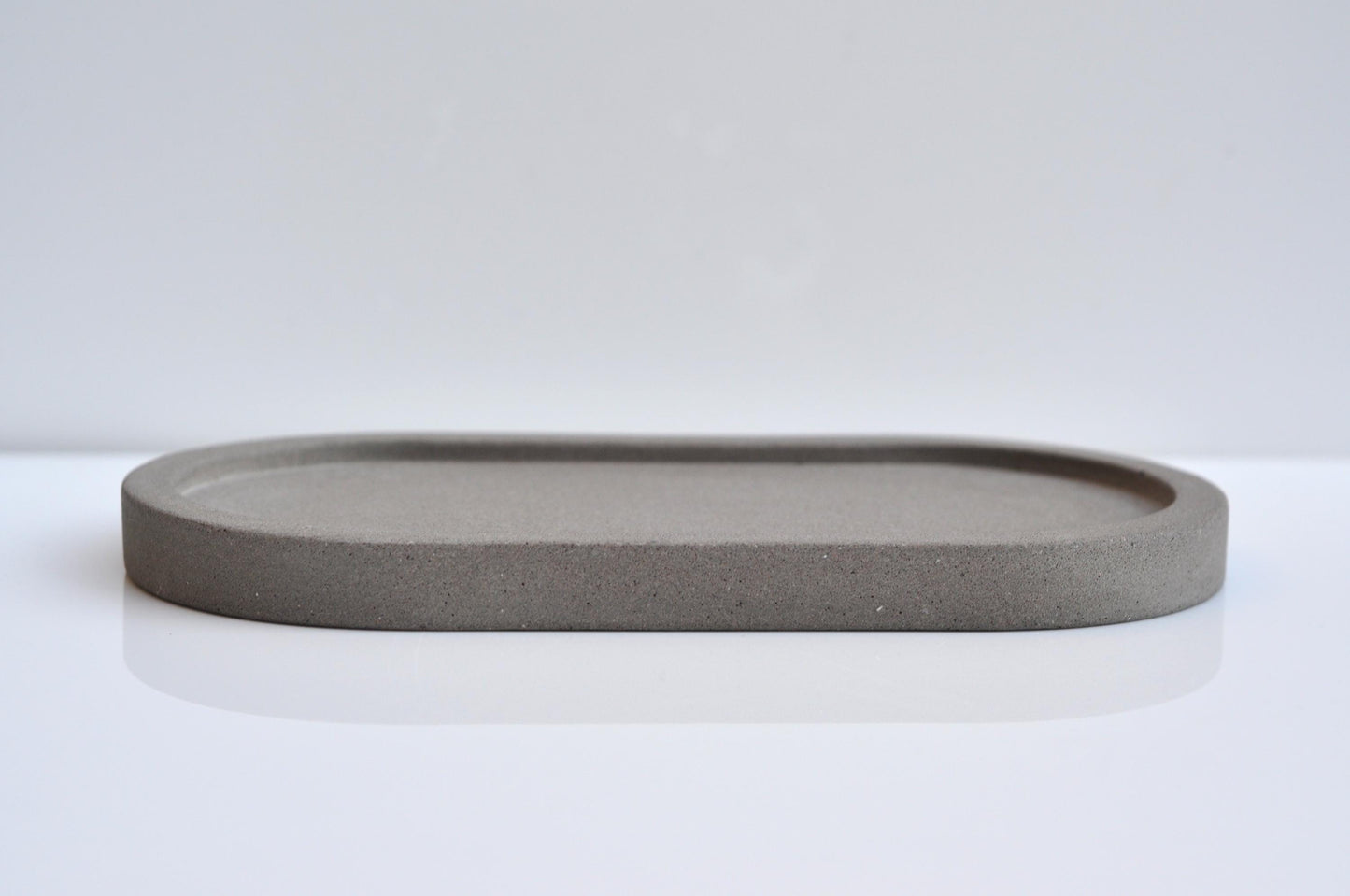 Oval Concrete Tray: Handmade Minimalist Candle Liquid Soap Plate