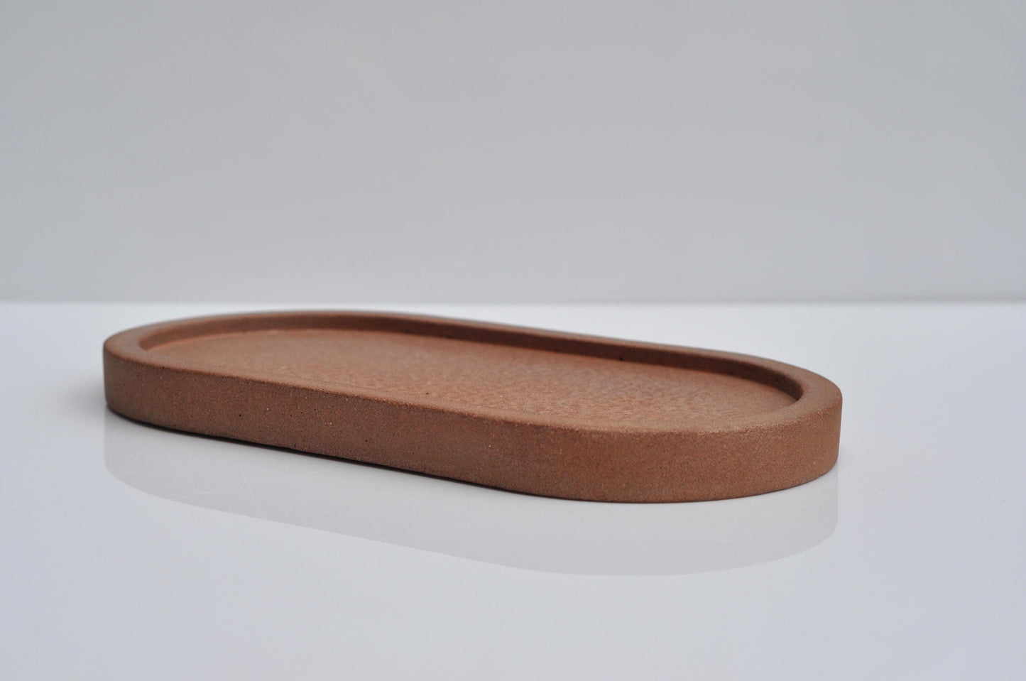 Oval Concrete Tray: 20cm Orange Decorative Candle Plate
