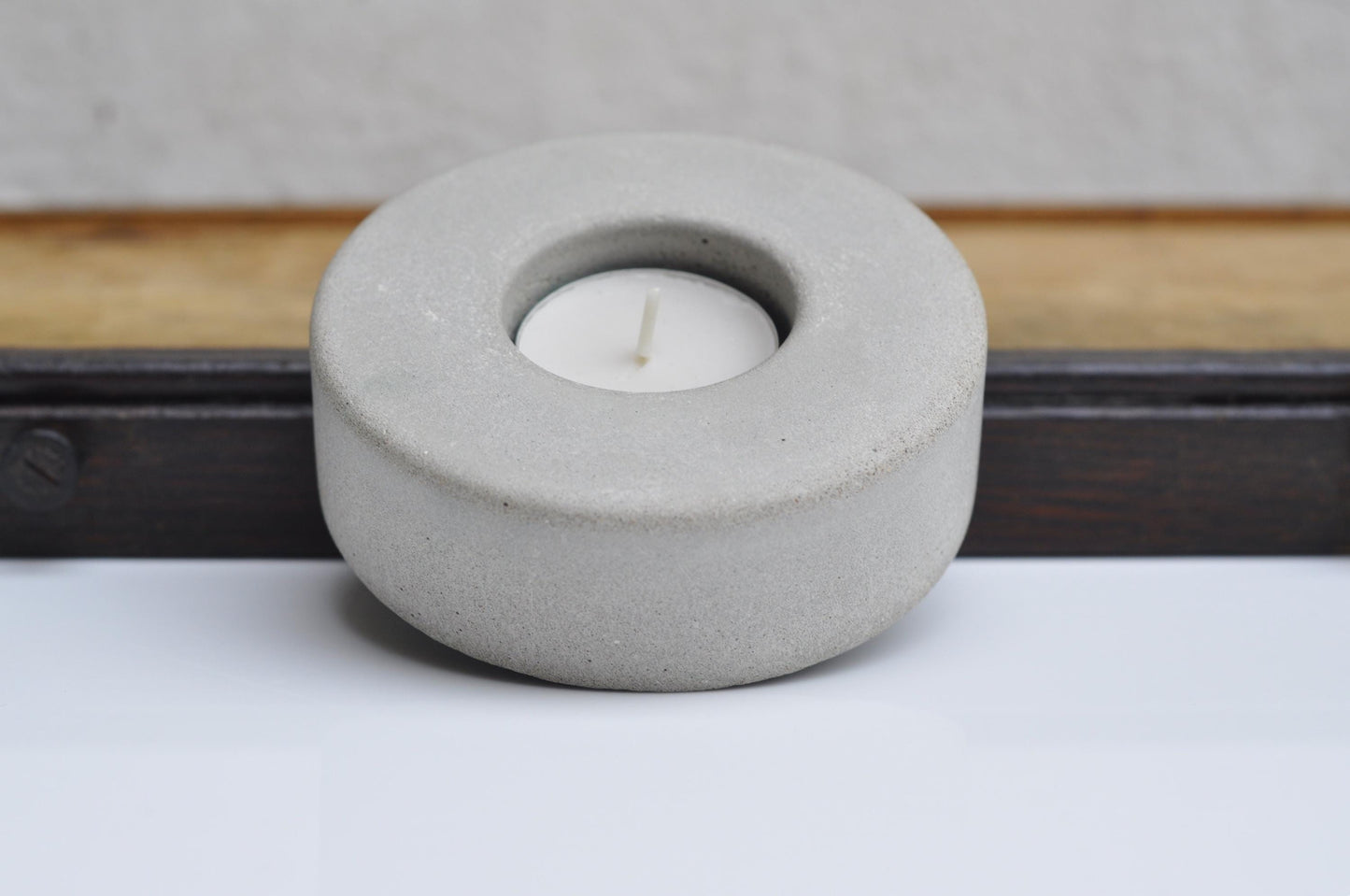 Minimalist concrete tealight holder for home decor