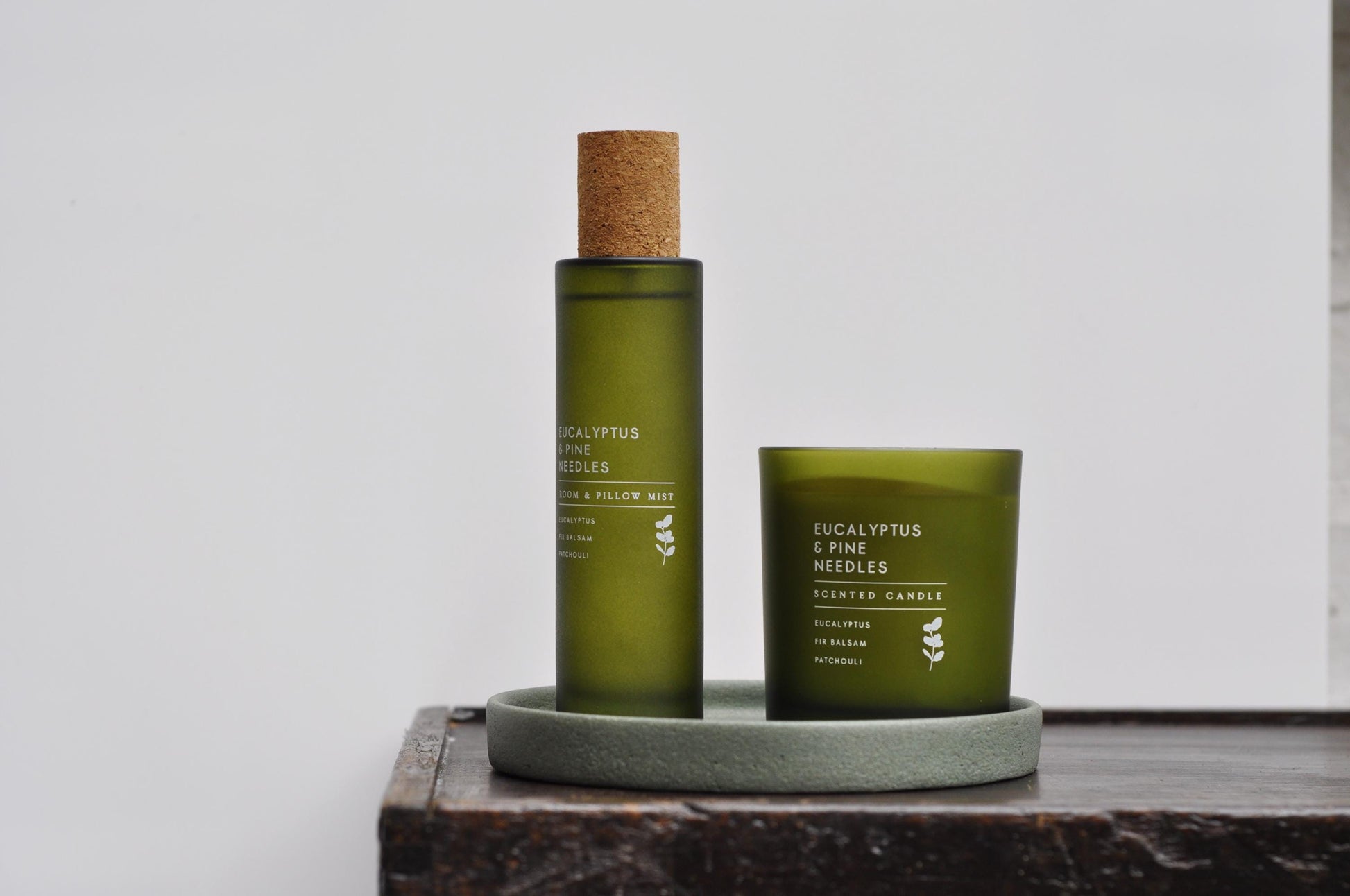 Ash green concrete tray for home organization