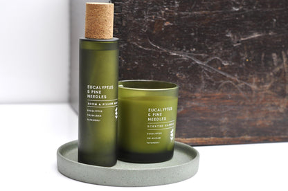 Concrete tray used as a catchall dish