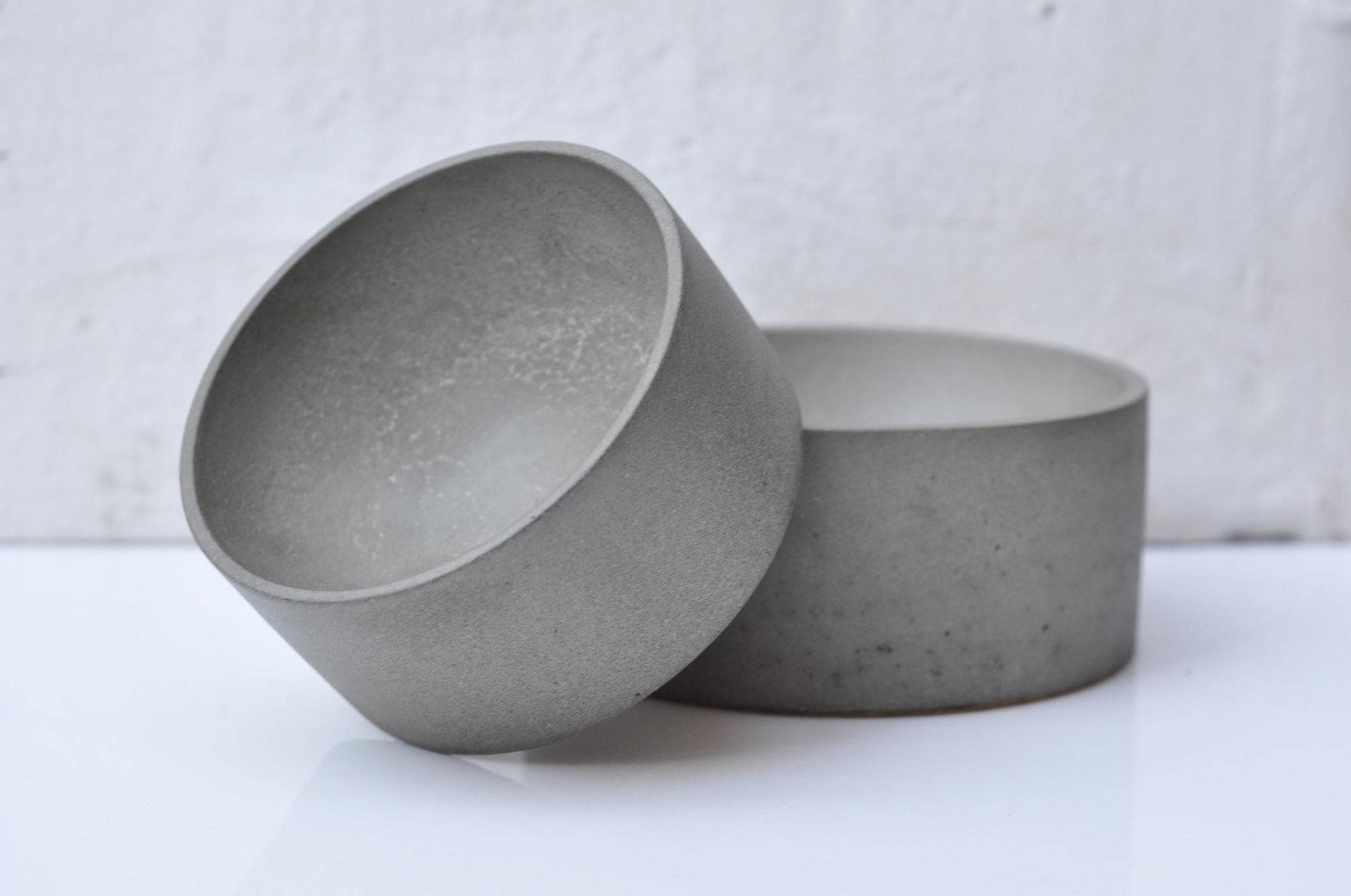 Handmade concrete bowl in soft sage grey