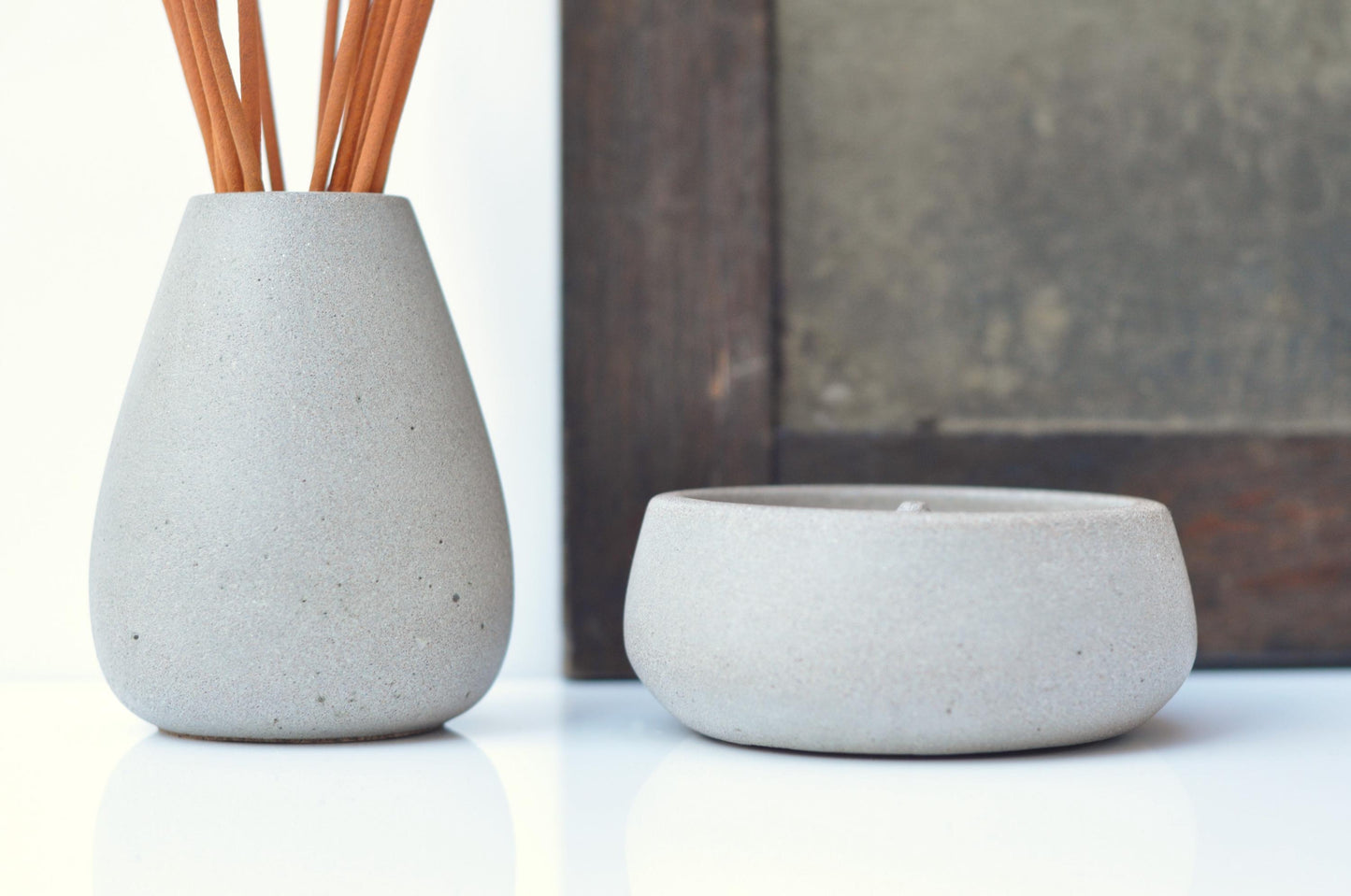 Cement joss stick holder set in grey
