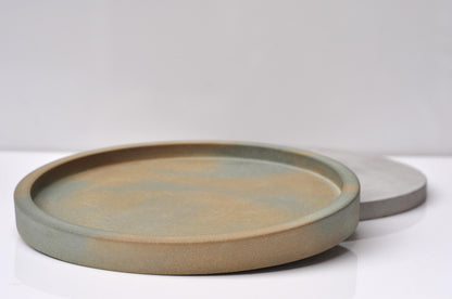 modern handmade round concrete tray