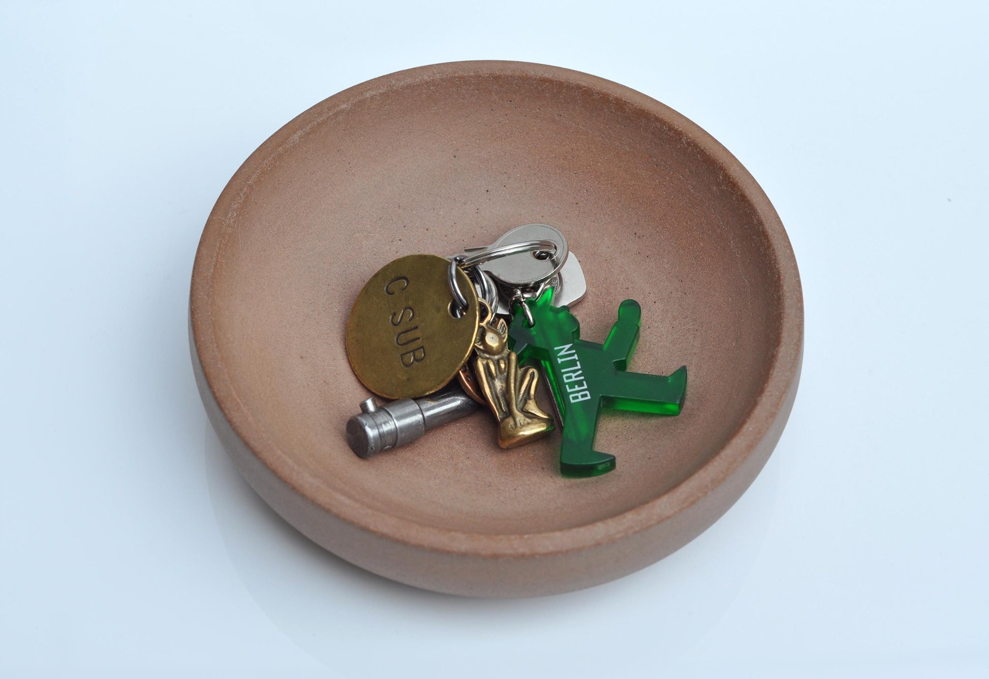 Top view of small concrete bowl for everyday items