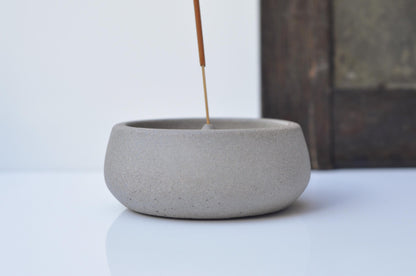 Handmade grey concrete incense holder