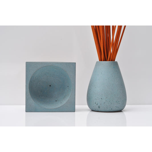 Handmade concrete incense burner set