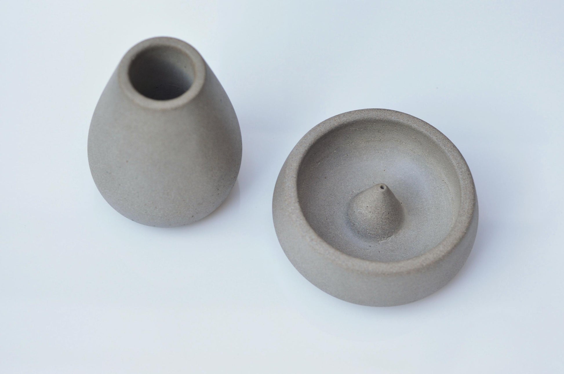 Top view of grey concrete incense burner