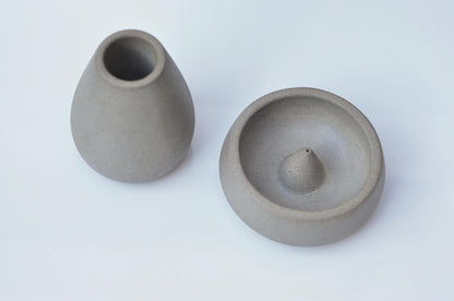 Top view of grey concrete incense burner