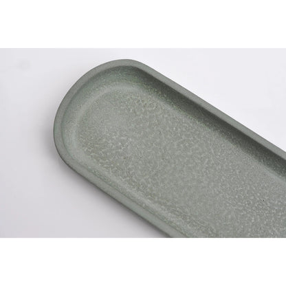 Handmade green-grey concrete oblong tray