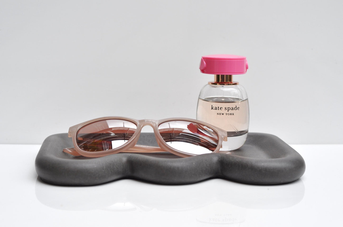 Handmade minimalist concrete tray styled on shelf