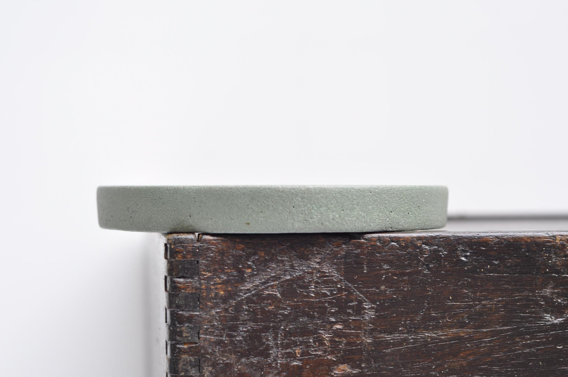 Top view of ash green concrete tray