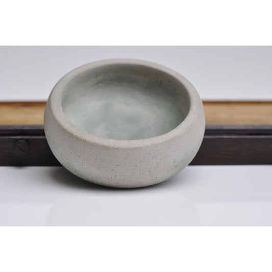 Handmade concrete trinket dish in light grey and green