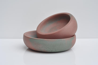 Minimalist concrete trinket dish styled on shelf