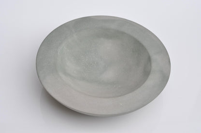 Handmade irregular concrete dish in green-grey tones