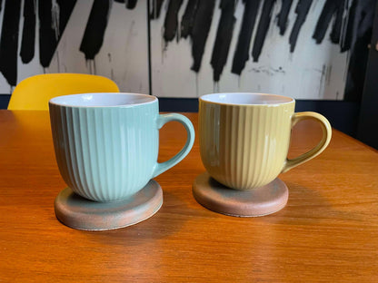 Durable orange and green coasters for cups and mugs