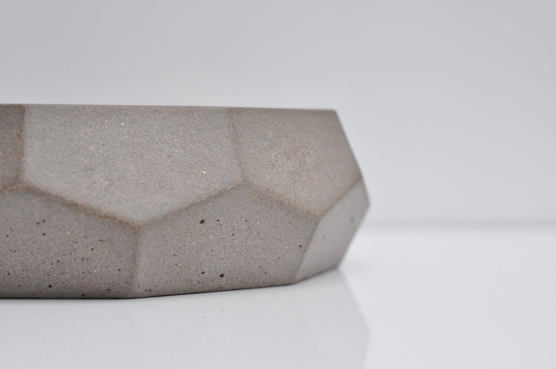 Studio shot of handmade diamond concrete bowl