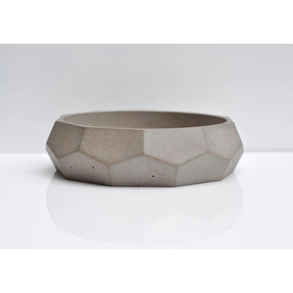 Side view of handmade diamond concrete bowl