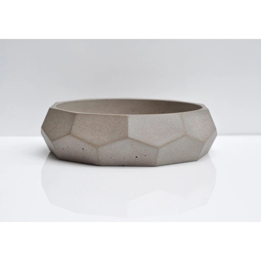 Side view of handmade diamond concrete bowl