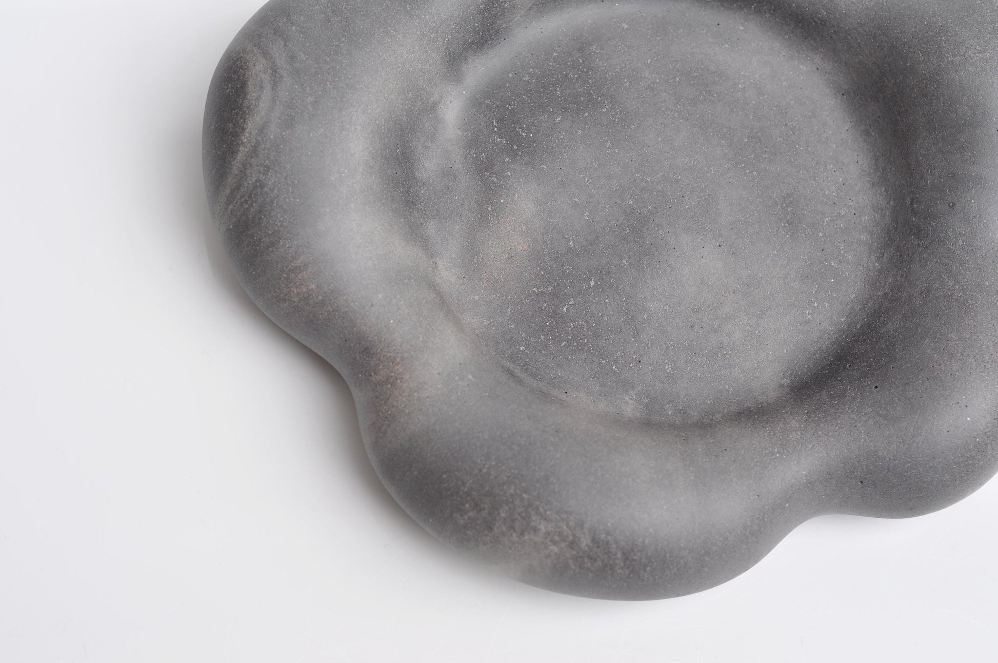 Close-up of textured handmade concrete tray