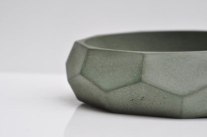 Minimalist cement bowl with faceted diamond design