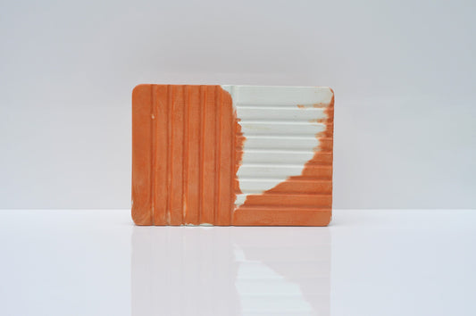 HANDMADE CONCRETE SOAP DISH - WHITE AND ORANGE SOAP