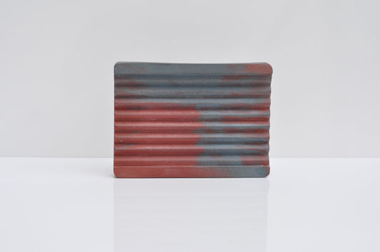 HANDMADE RECTANGULAR CONCRETE SOAP DISH - BROWN AND BLUE