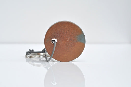 Concrete Key Ring |Handmade Round Brutalistic Orange and Blue Key Holder