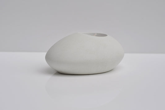 Concrete Candle Holder  | White Handmade Organic Pebble Tealight Holder