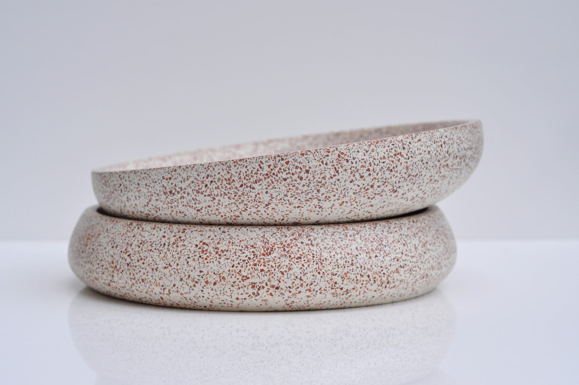 White and Brown and Orange Terrazzo Concrete Key Bowl 