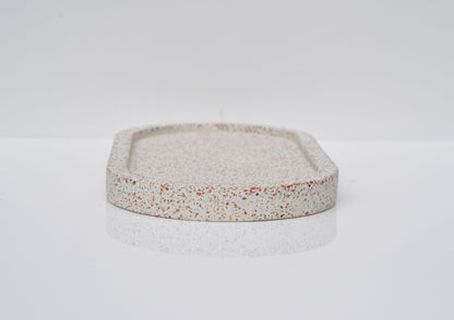 HANDMADE OVAL CONCRETE TRAY - WHITE TERRAZZO