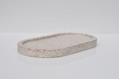 HANDMADE OVAL CONCRETE TRAY - WHITE TERRAZZO