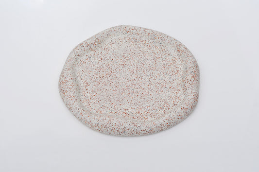 HANDMADE IRREGULAR CONCRETE TRAY - WHITE TERRAZZO