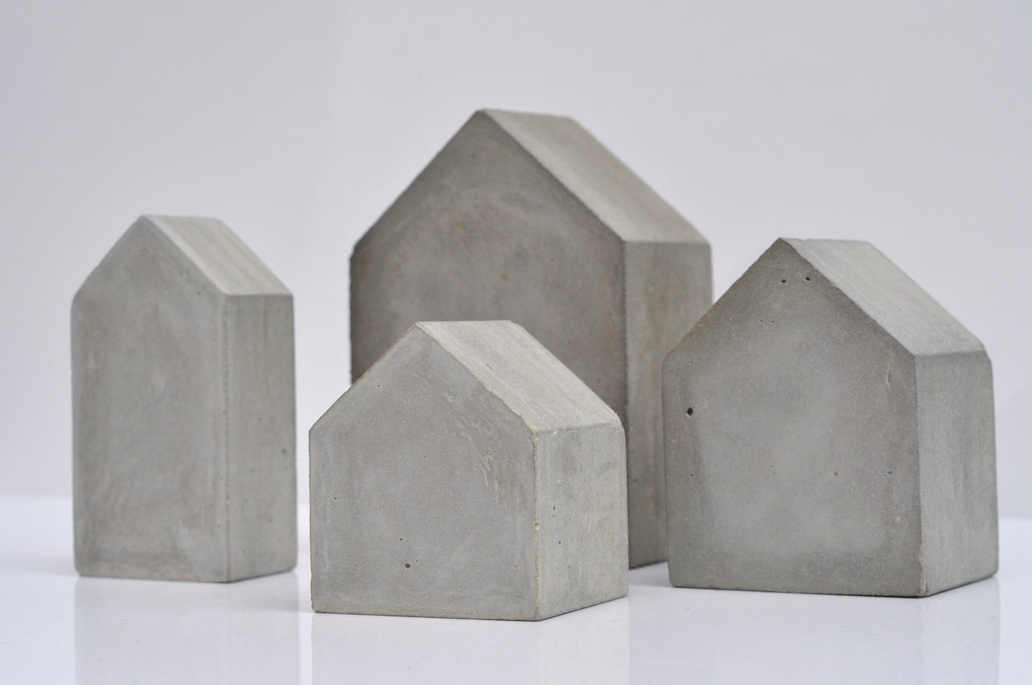 Concrete Handmade Houses  | Set of 4 Ornaments Paper Weights  | Beton book ends