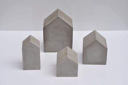 Concrete Handmade Houses  | Set of 4 Ornaments Paper Weights  | Beton book ends