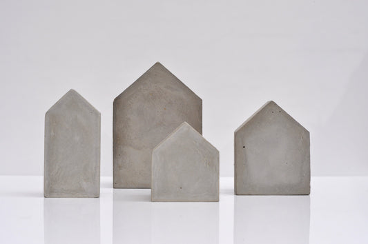 Concrete Handmade Houses  | Set of 4 Ornaments Paper Weights  | Beton book ends