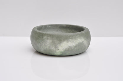 HANDMADE SMALL CONCRETE BOWL - GREEN AND WHITE