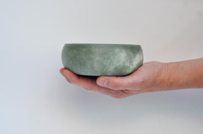 HANDMADE SMALL CONCRETE BOWL - GREEN AND WHITE