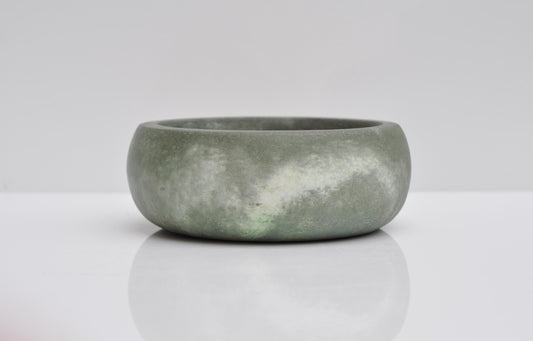 HANDMADE SMALL CONCRETE BOWL - GREEN AND WHITE