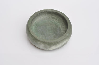 HANDMADE SMALL CONCRETE BOWL - GREEN AND WHITE