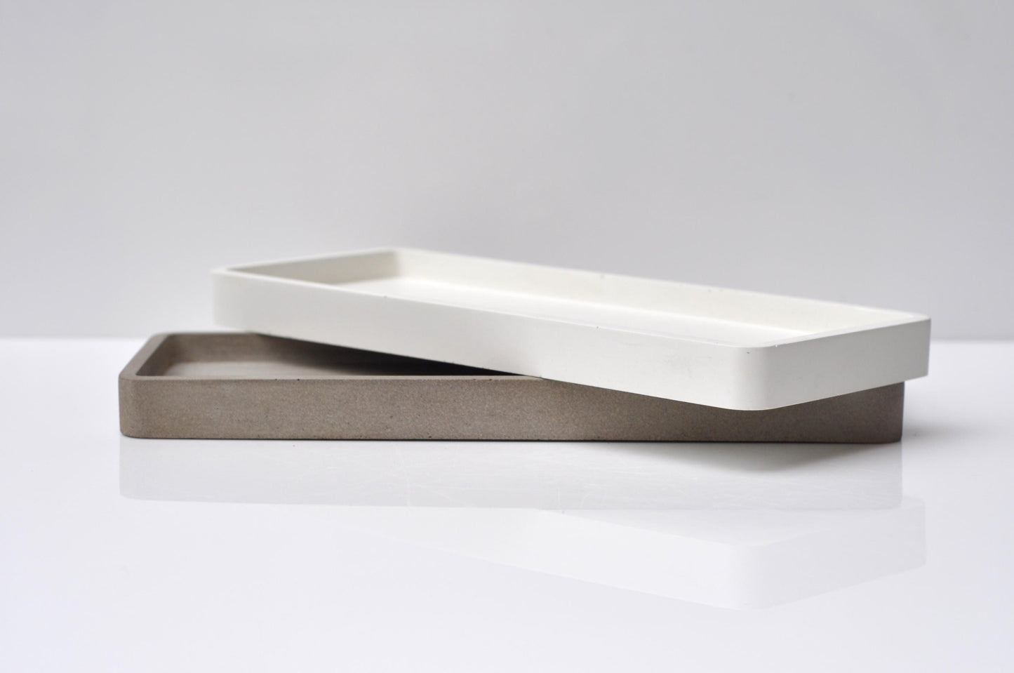 Long Concrete Tray  | Grey Handmade Rectangular Tray  | Decorative Accessory Cosmetics Tray  | Bathroom storage idea