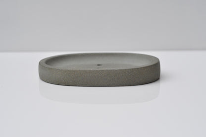HANDMADE OVAL CONCRETE SOAP DISH - GREY