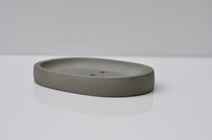 HANDMADE OVAL CONCRETE SOAP DISH - GREY