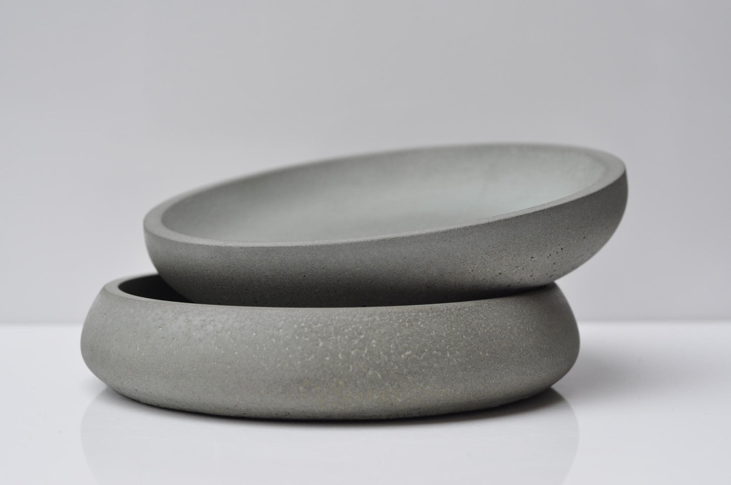 Shallow Concrete Bowl: Steel Grey Handmade Heavy Key Bowl