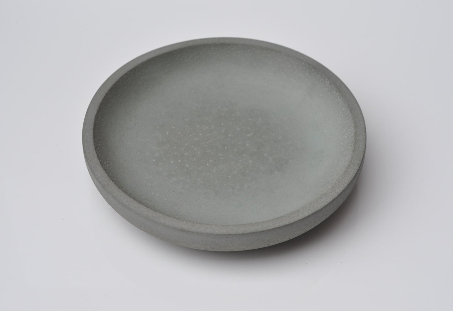 Shallow Concrete Bowl: Steel Grey Handmade Heavy Key Bowl